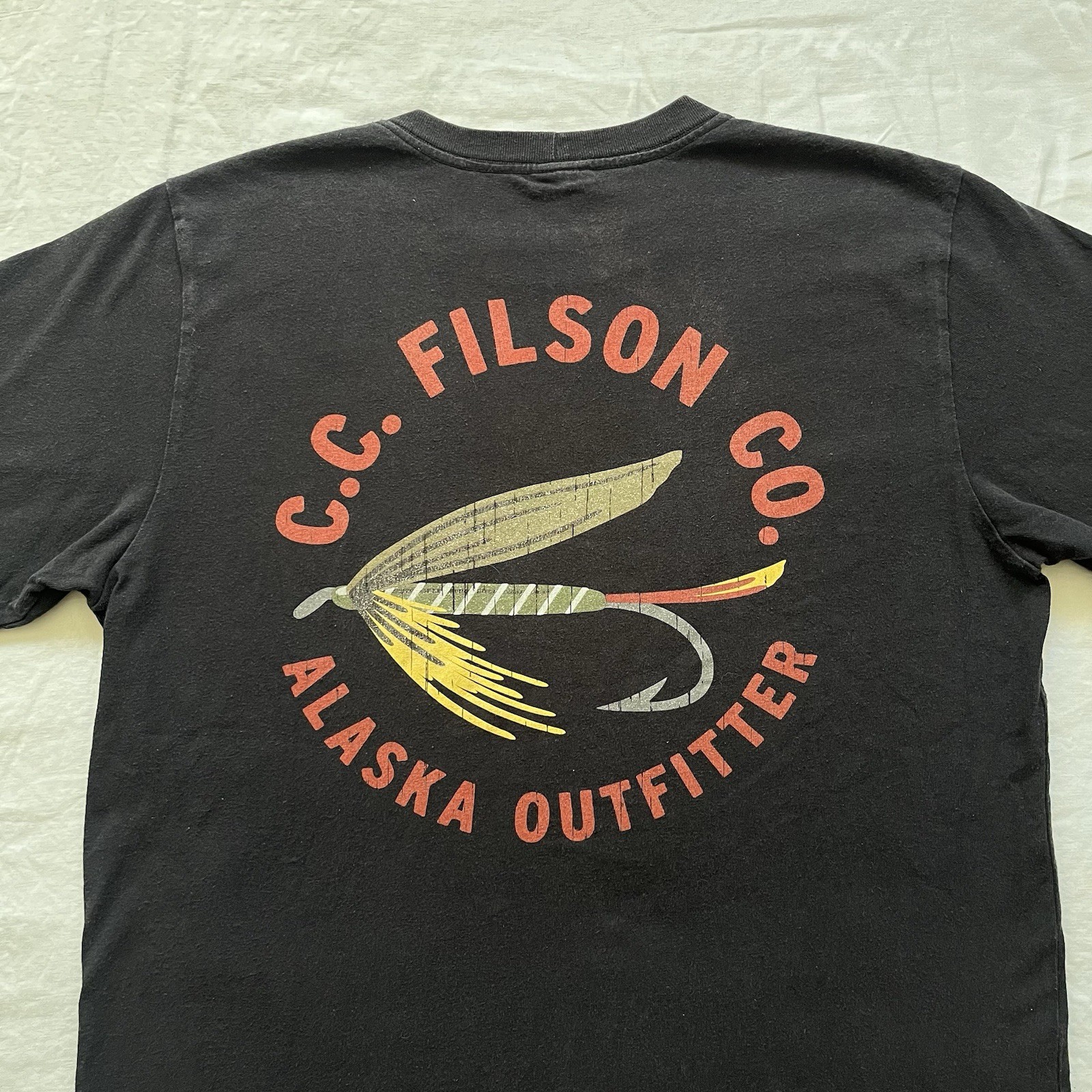 CC Filson Fly Fishing Tshirt Size Large Faded Black Made In USA gallery