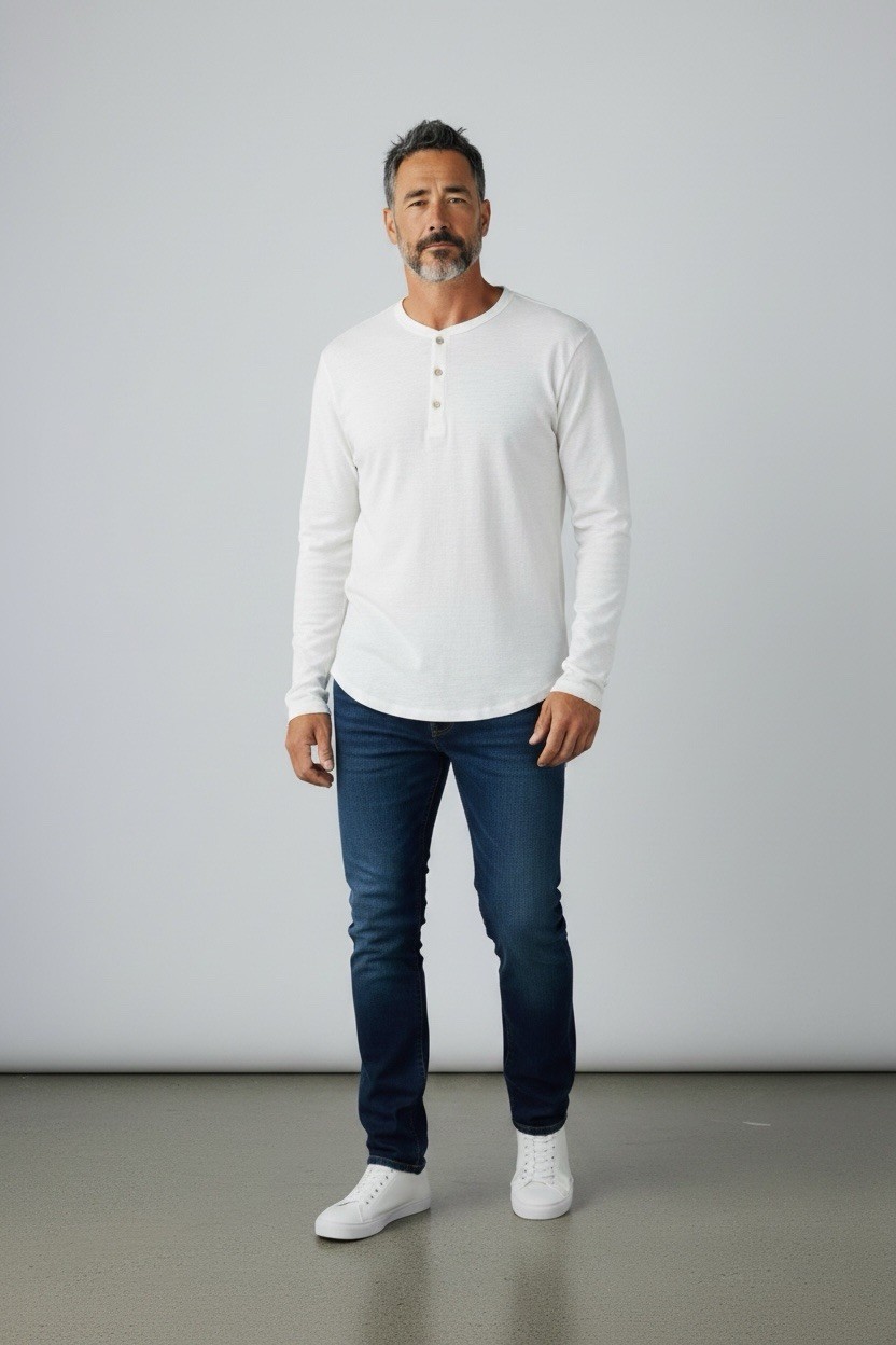 rag & bone Cotton Henley Long Sleeve T-Shirt White Solid Men’s Size XL/TB gallery