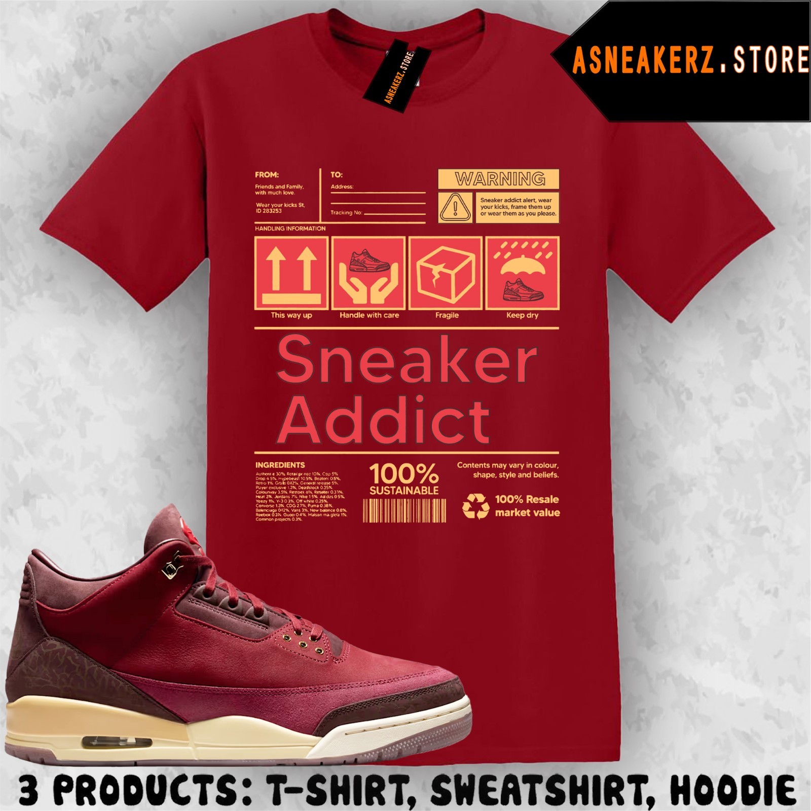 Shirt Match AJ 3 Bin23 Bin 23 2026 Sneaker Matching Sneakerhead Addict T-Shirt