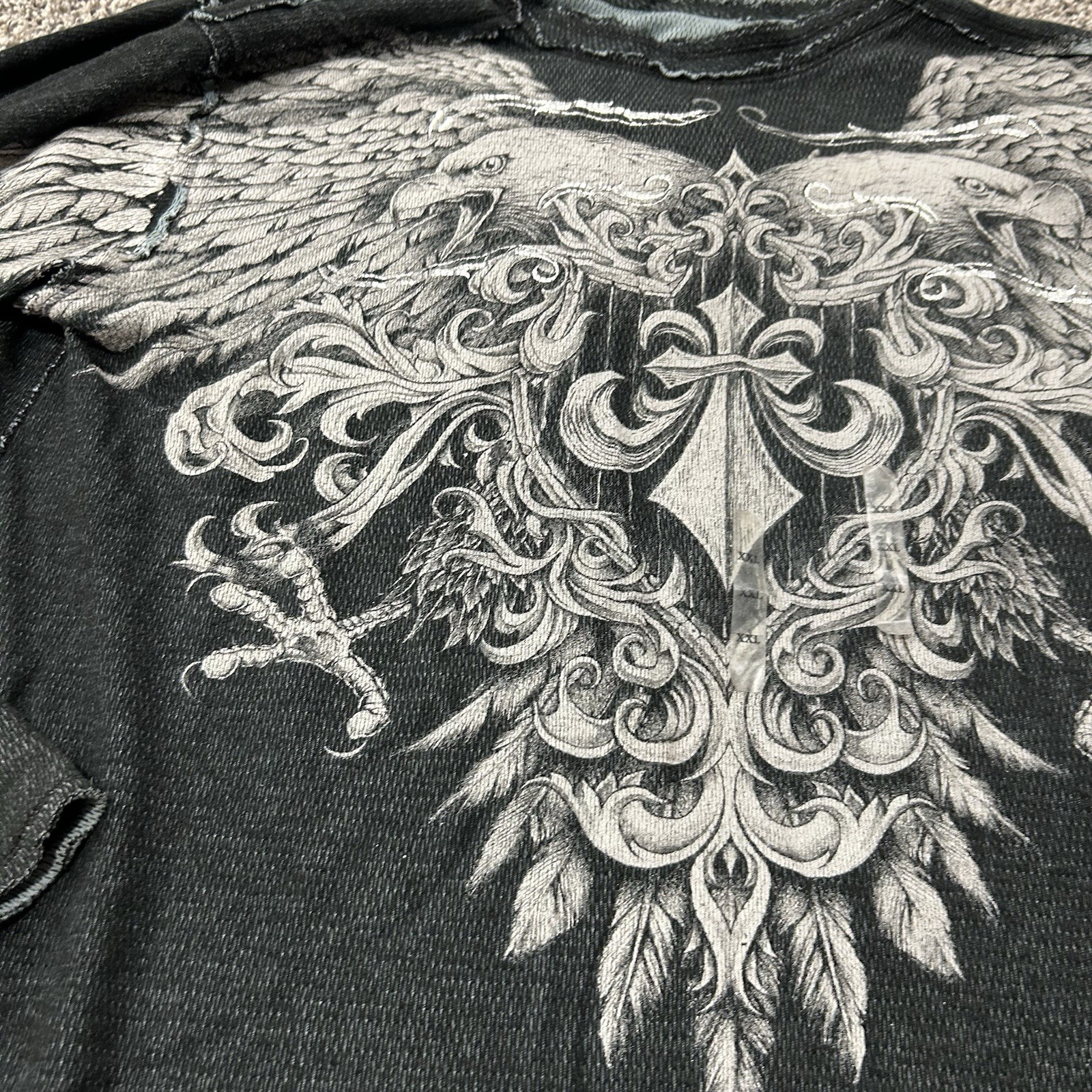 VTG Affliction Reversible Thermal | Winged Eagle & Cross | Y2K Grunge | Size XXL gallery