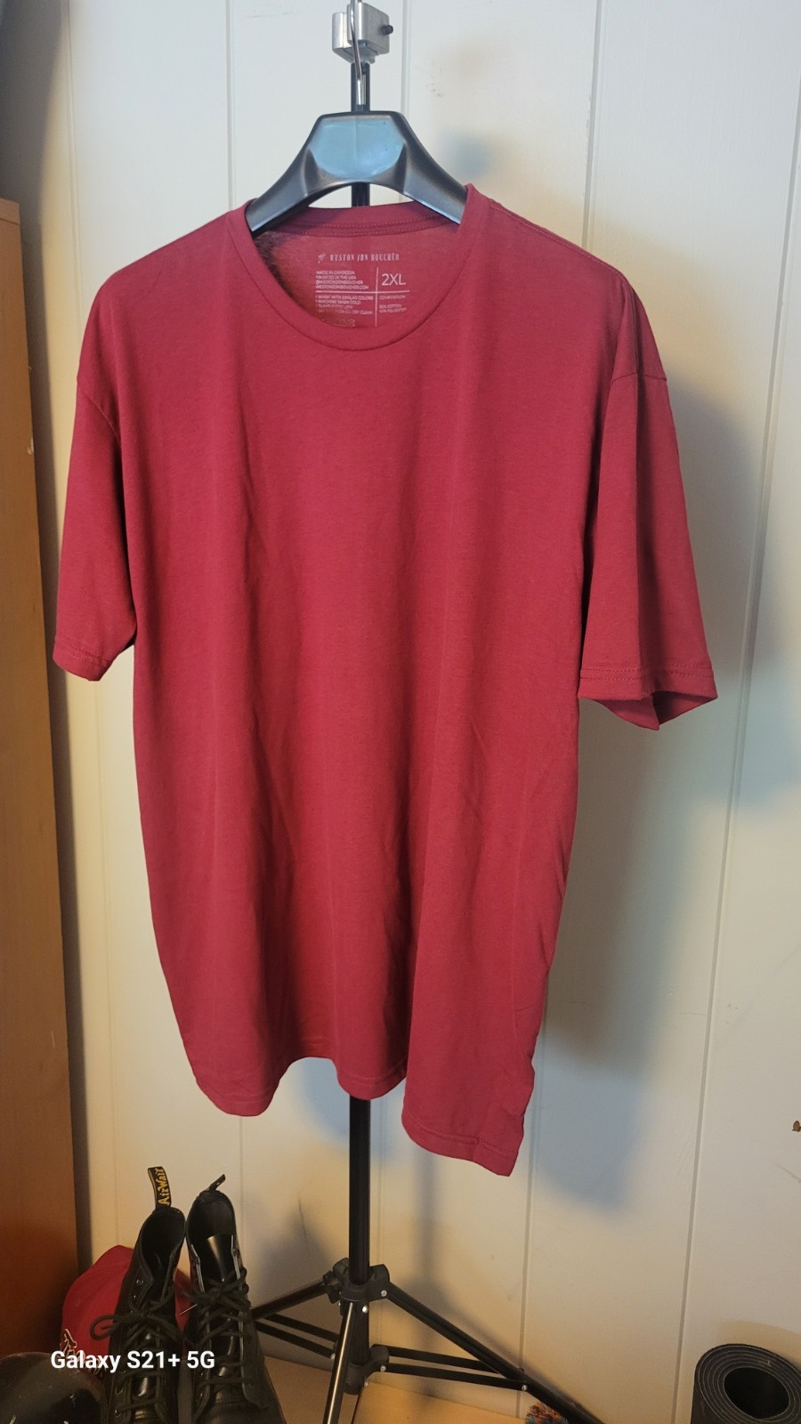 Weston Jon Boucher Shirt Mens XXL Burgundy New Short Sleeve Crew Neck