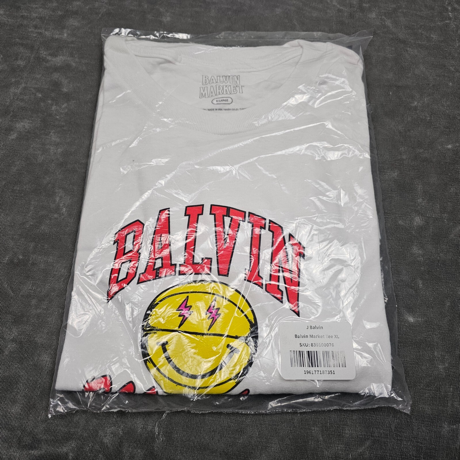 J. Balvin Market Shirt Men Extra Large Ball Smiley Face XL Chinatown White gallery