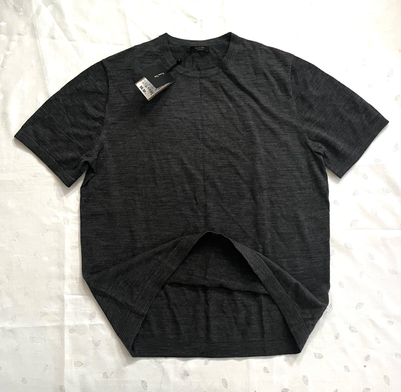 NWT $99 Massimo Dutti Wool lyocell blend Tee Shirt in Dark Gray Men's Size M gallery