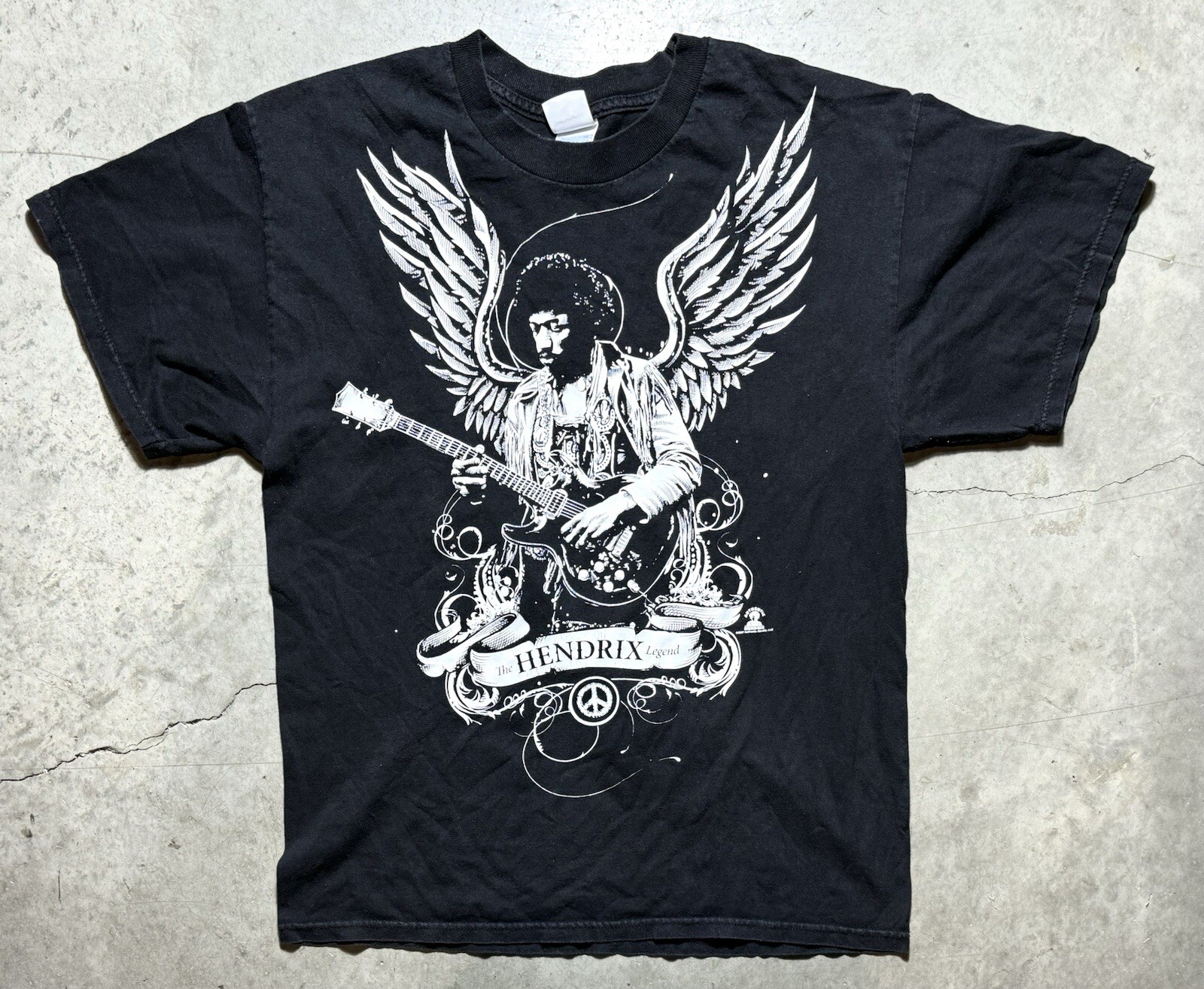 Men’s Vintage Y2K Jimi Hendrix Black Angel T-Shirt sz L
