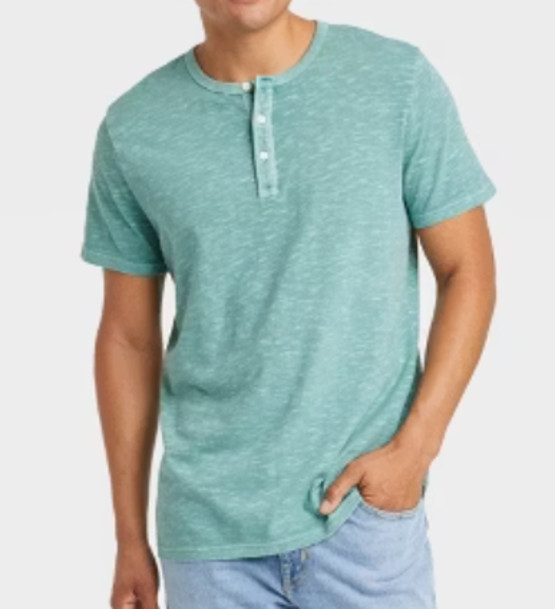 NEW Goodfellow & Co. Men's Short Sleeve Henley Shirt Green Size Medium gallery