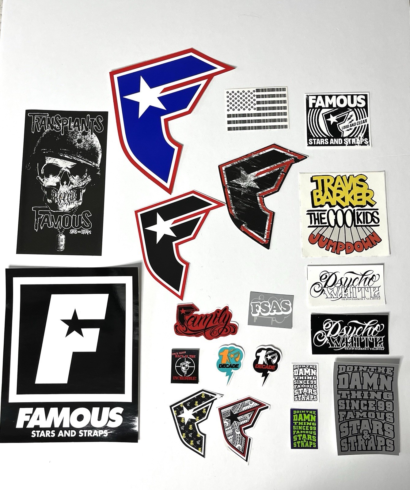 Famous Stars And Straps 20 Sticker Set Blink 182 Transplants Travis Barker