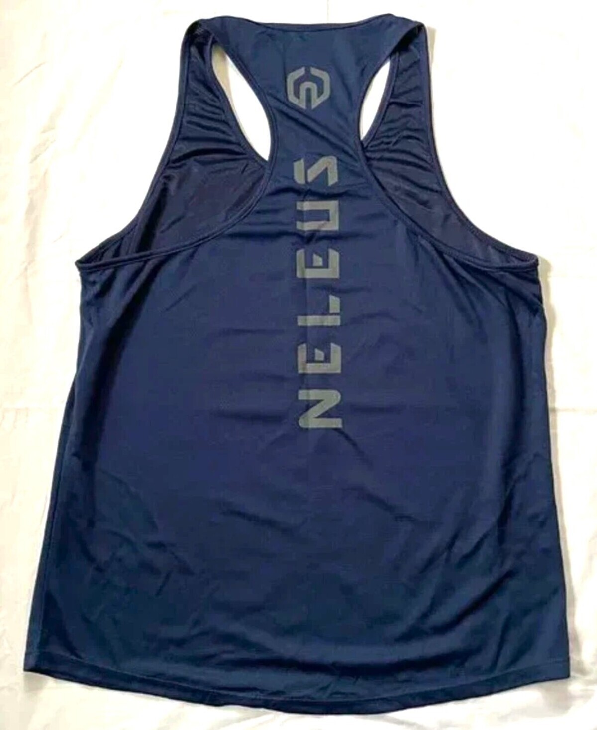 NELEUS ‘Dry Fit Logo Muscle’ Mesh Tank Top Men’s L Gym Workout Exercise Navy NWT