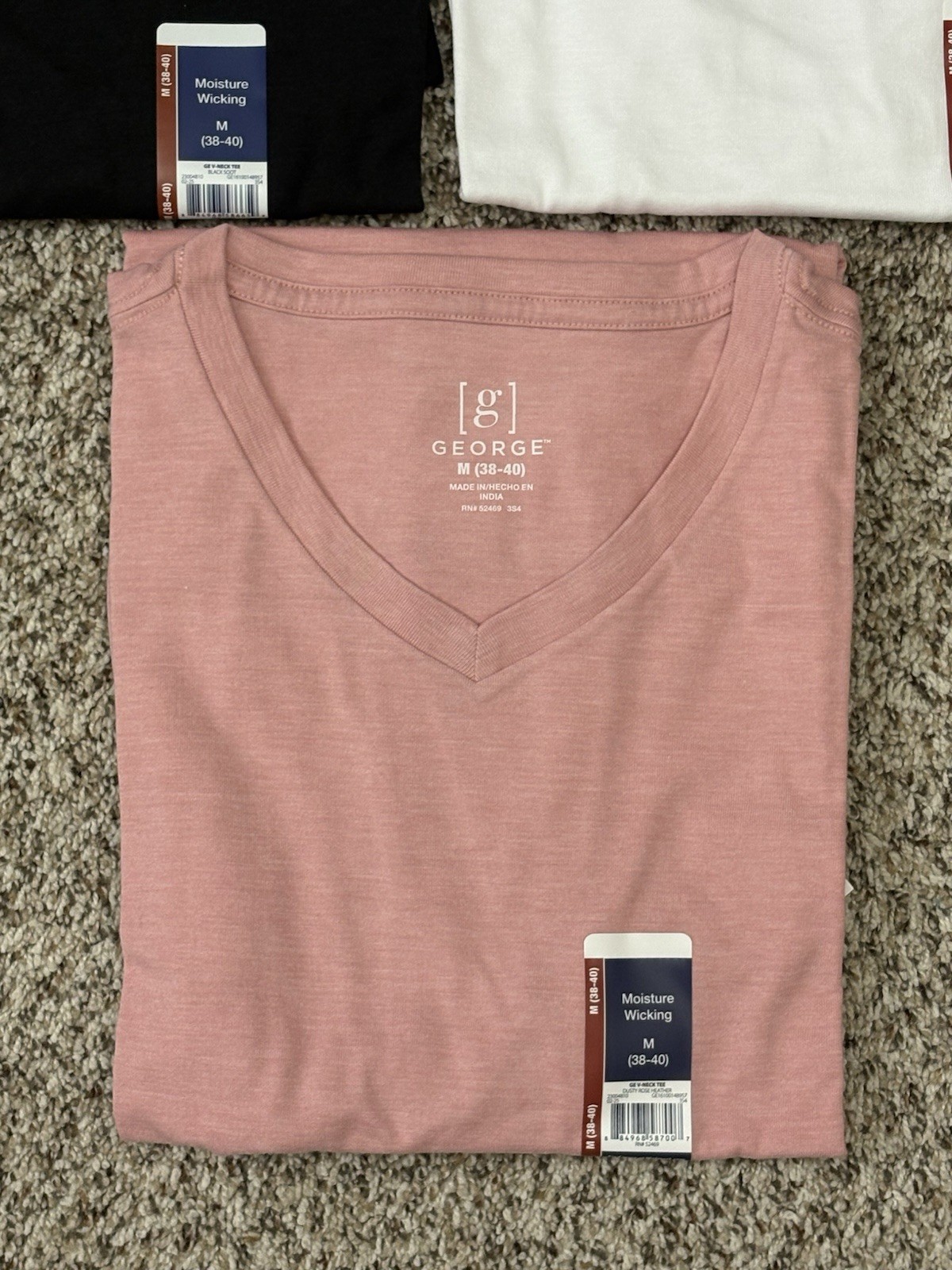 New George 3-PACK Men’s V-Neck T-shirt Tee Moisture Wicking Sz 38-40 MEDIUM (G8) gallery