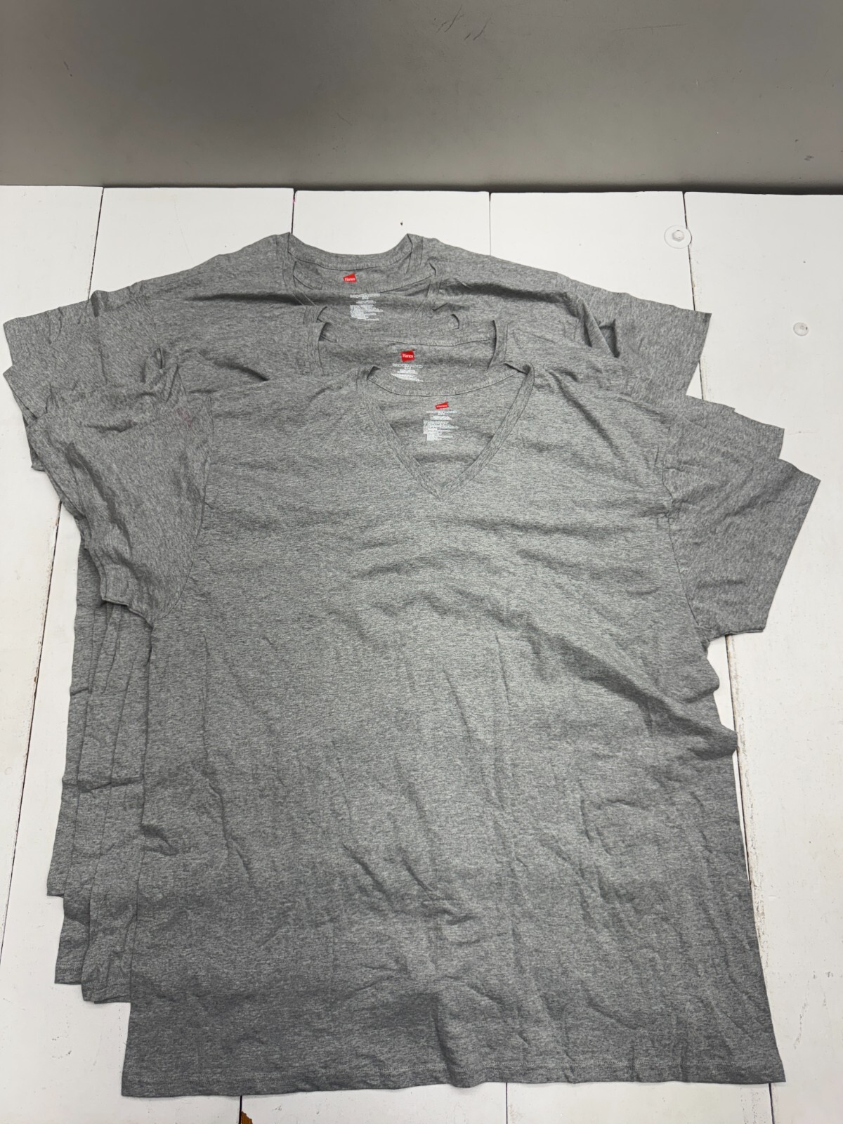 Hanes 4 Pack Gray Basic Short Sleeve T Shirts Mens Size 3XLT gallery