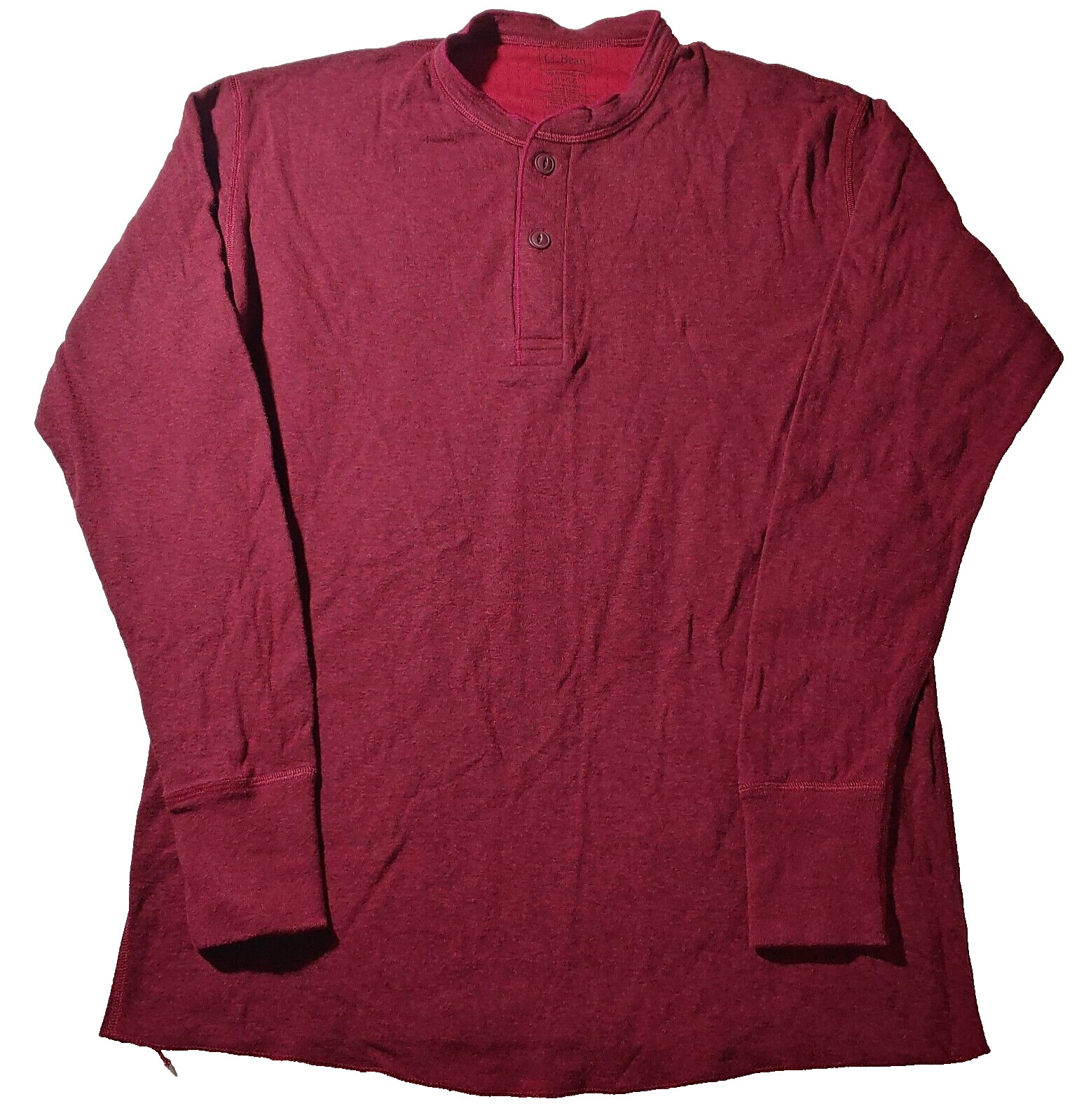 LL Bean Shirt Medium Red Wool Made In Canada Nylon Henley Cotton Long Sleeve gallery