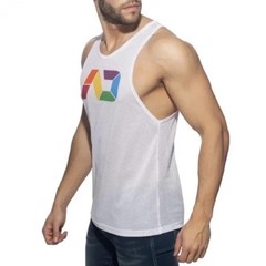 Addicted Rainbow Logo Mesh Tank Top Medium Gently worn 19″ armpit to armpit Poly