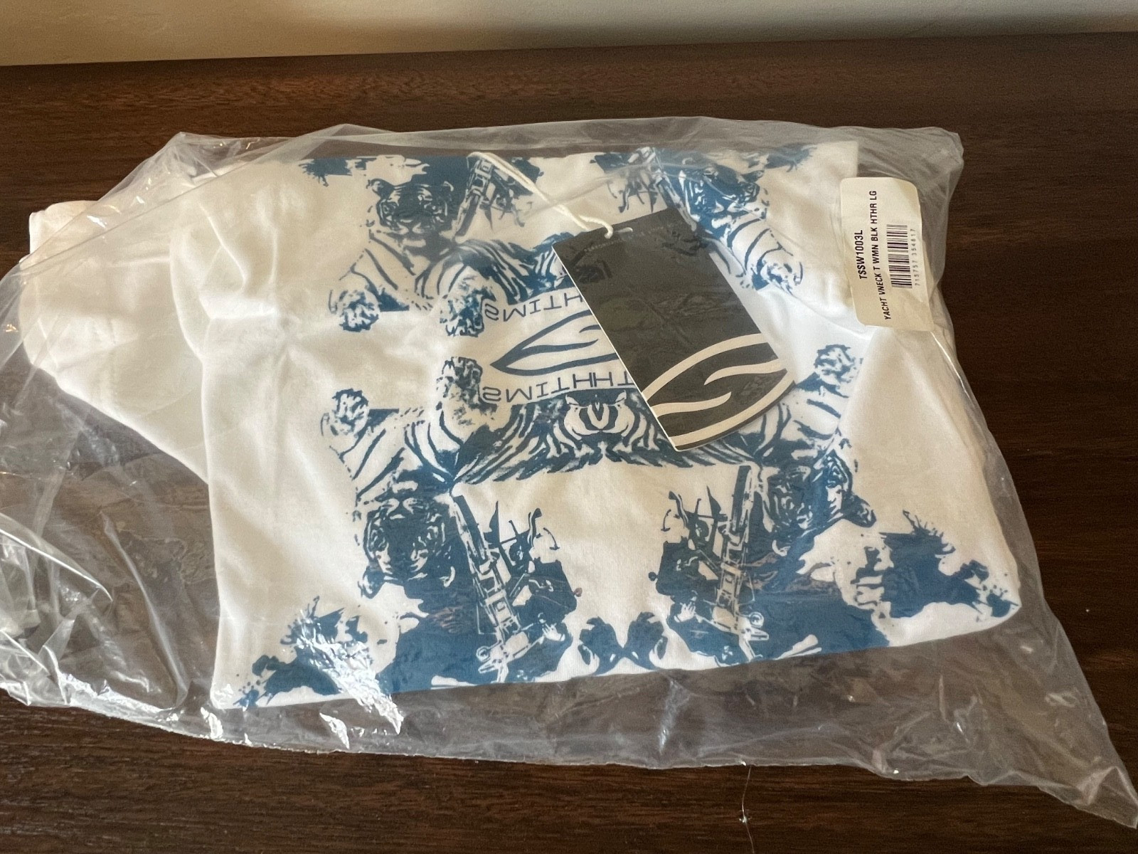 NWT T-SHIRT MENS SLIMFIT XXL SLIM SMITH TIGER OPTICAL WHITE TURQ PRINT TRENDY gallery