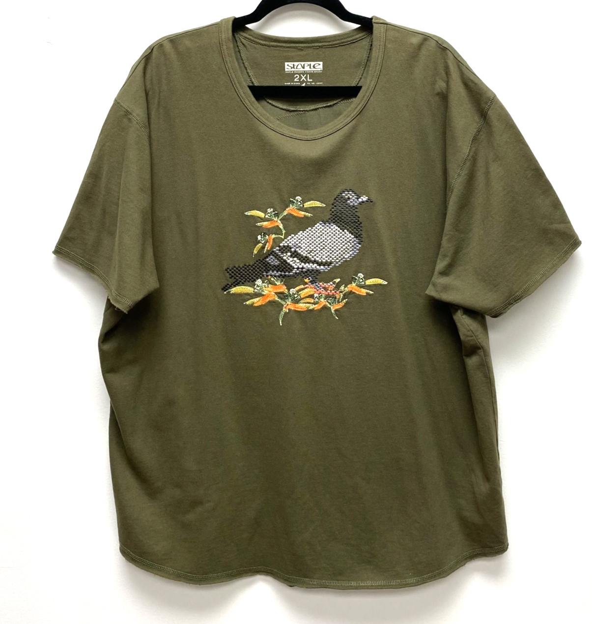 Staple Pigeon T-Shirt Men's Green Embroidered Short Sleeve Casual Tee Size 2XL gallery