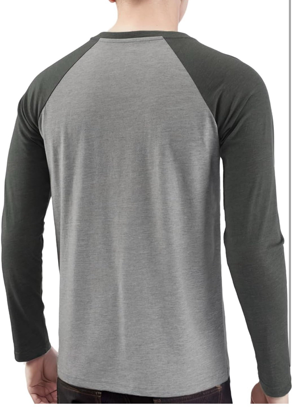 Men's t-shirt Casual Vintage Long Raglan Sleeve V-Neck Running Hiking Baseball L gallery