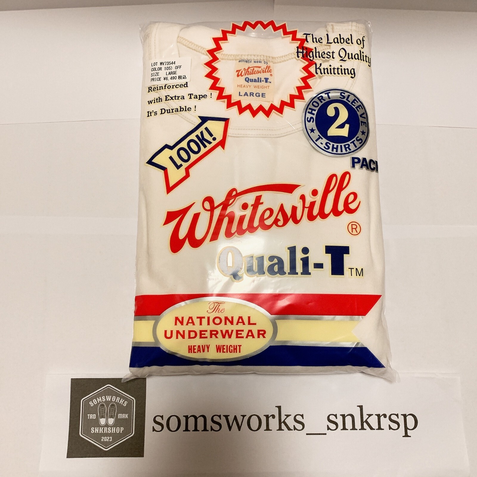 Whitesville WV73544 2-PACK T-SHIRT OFF-WHITE Size L Men's unused Made in Japan gallery