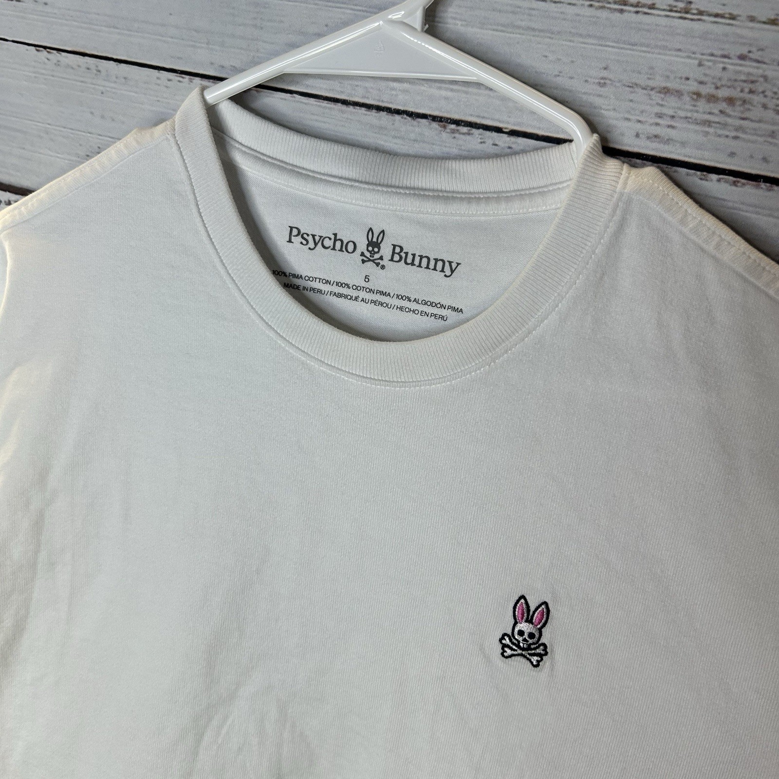 Psycho Bunny Embroidered Logo Short Sleeve T-Shirt White Men’s Size 5 (Medium) gallery