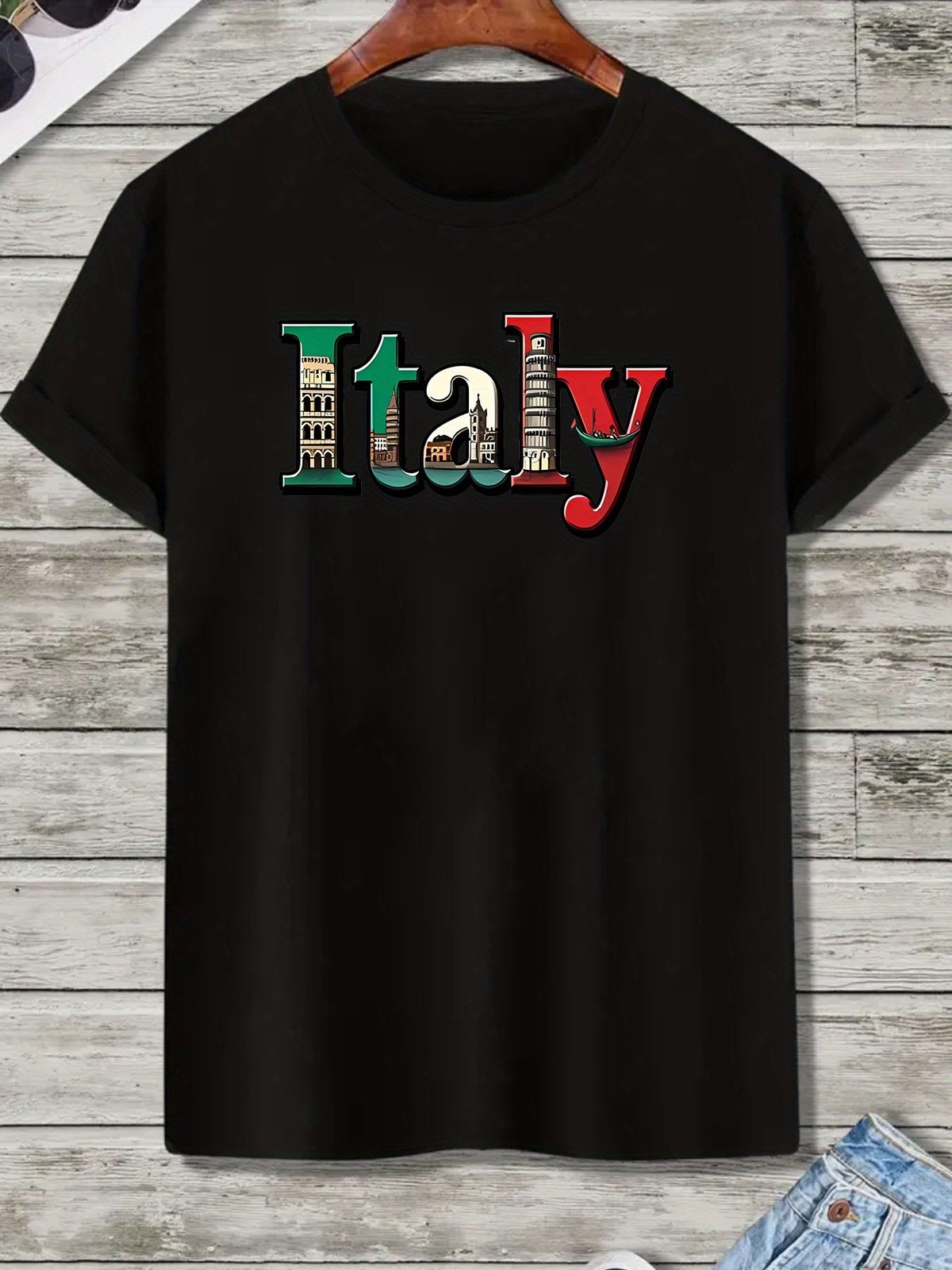 Mens Italian Pride T Shirt Italy Map Flag Pisa Tower Colosseum Graphic Tee gallery