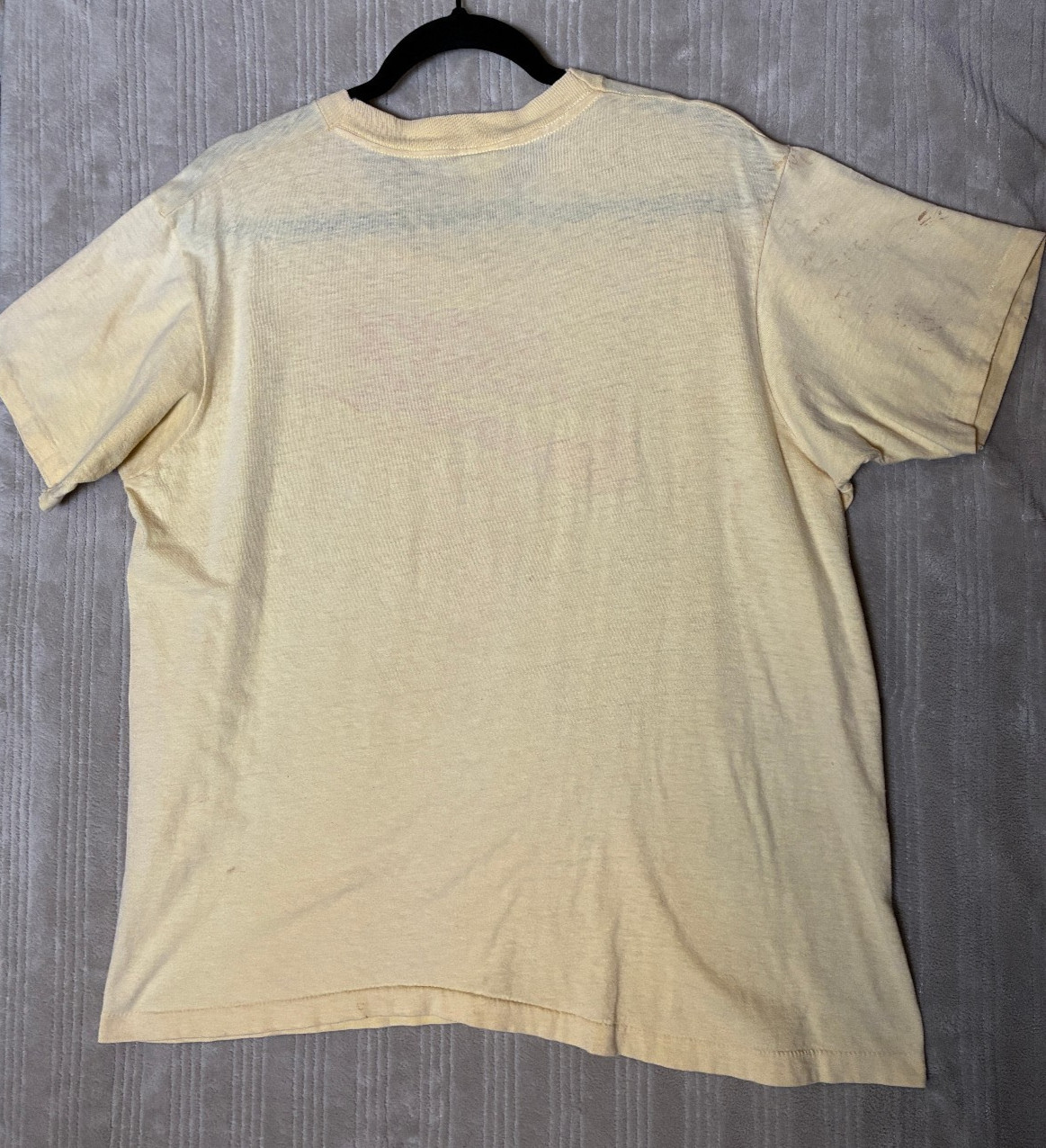 RARE True Vintage Nike 1970's "Pinwheel Tag" T-Shirt Yellow XL Made in USA Faded gallery