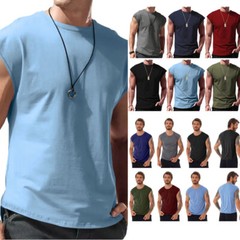 US Men Soild Color Round Neck Lightweight Tee Tops Gym Sports Workout Activewear