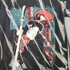 Samurai Ukiyo-e Shirt Mens Medium Black Tie Dye Japanese Art Graphic Tee
