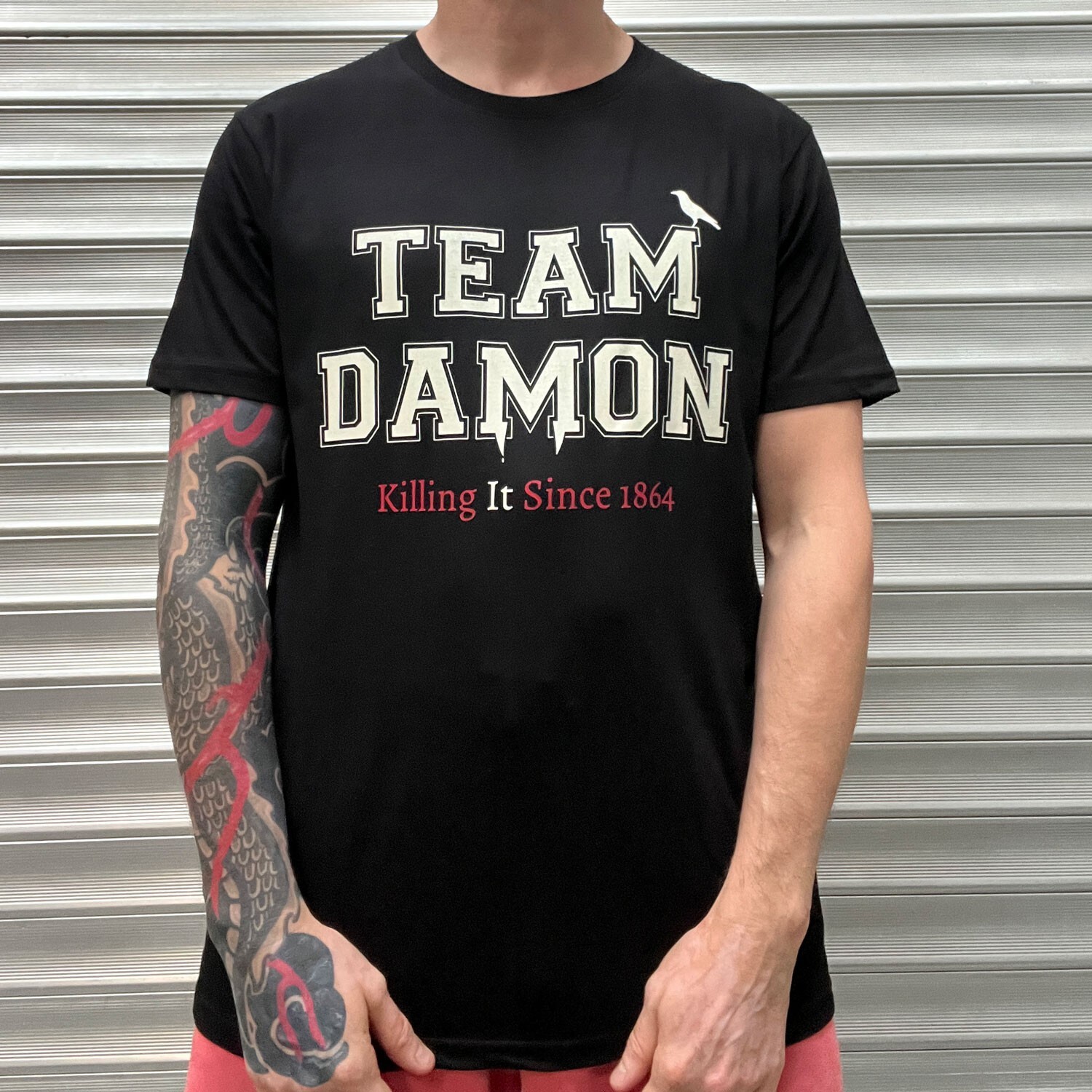 Vampire Diaries Team Damon Mens & Womens Mystic Falls High School T Shirt gallery