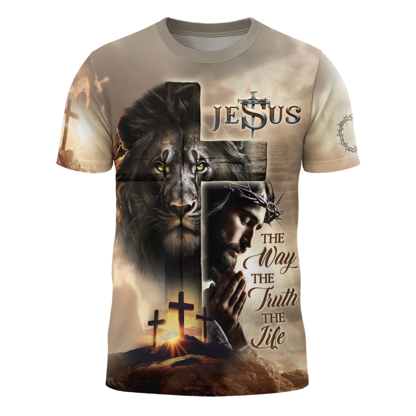 Lion Cross Resurrection Christian T-Shirt, Jesus Christ Tee, Full Size S-5XL gallery