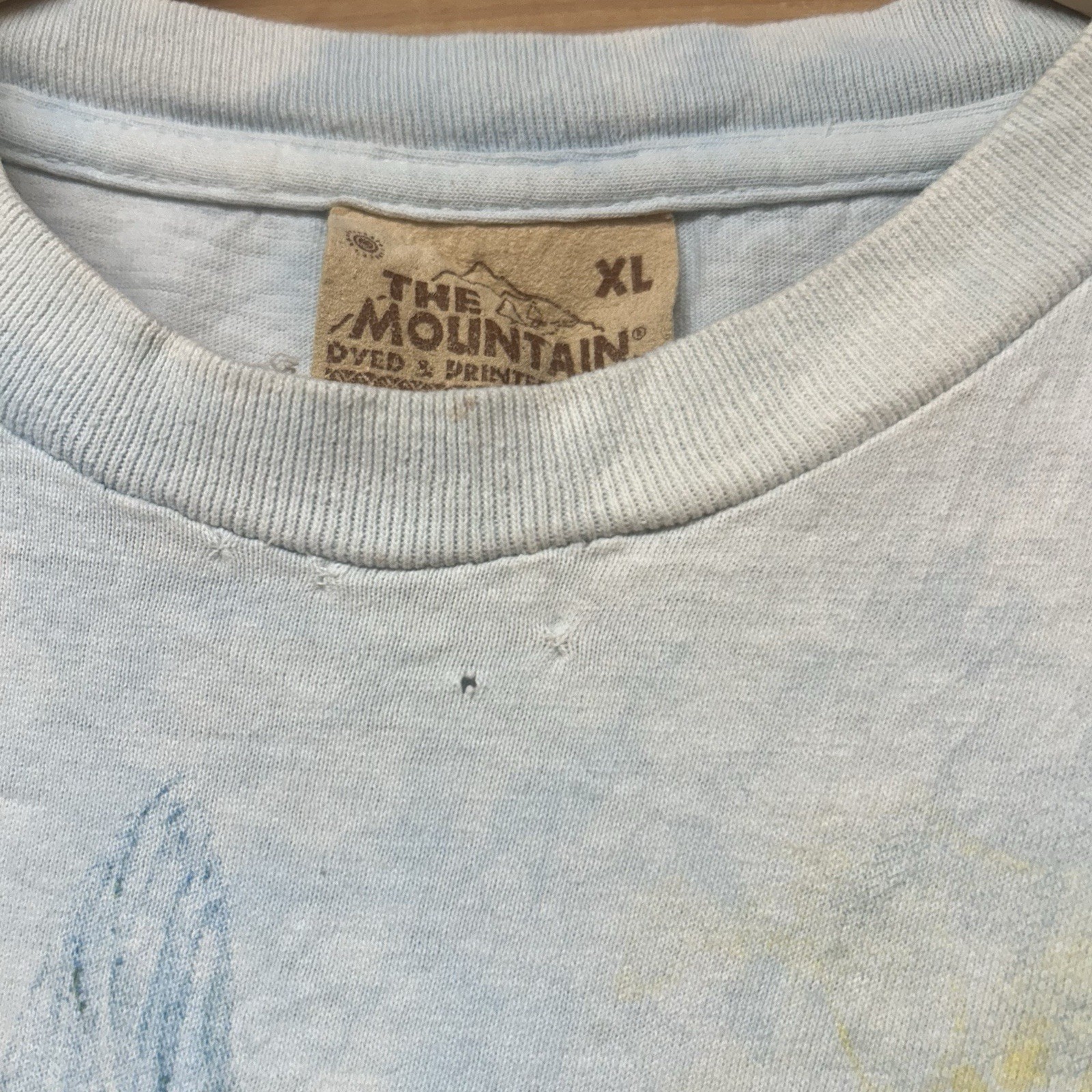 Vintage The Mountain Light Blue Tie Dye Fairy Forest Nature Graphic T Shirt L/XL gallery
