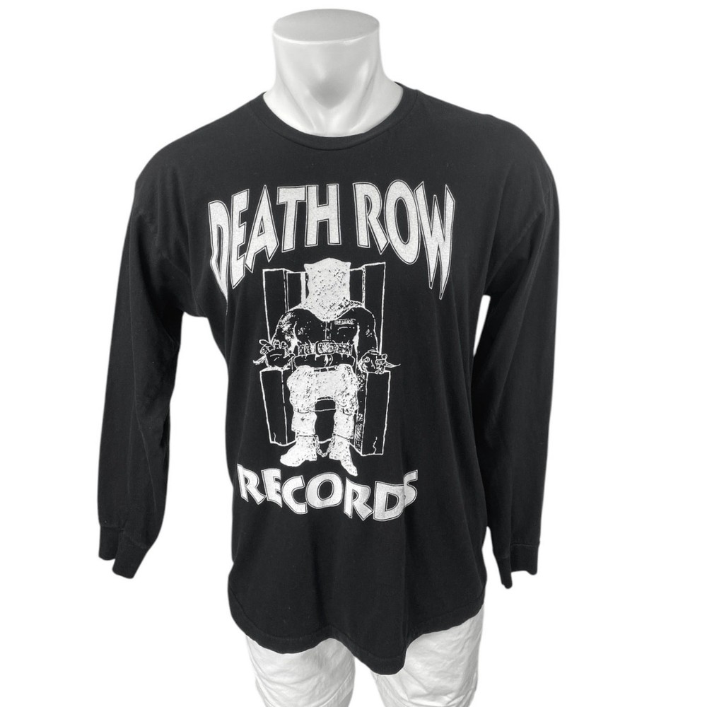 Death Row Records Men’s Black White Long Sleeve Graphic T Shirt Tee Top Size M