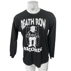 Death Row Records Men’s Black White Long Sleeve Graphic T Shirt Tee Top Size M