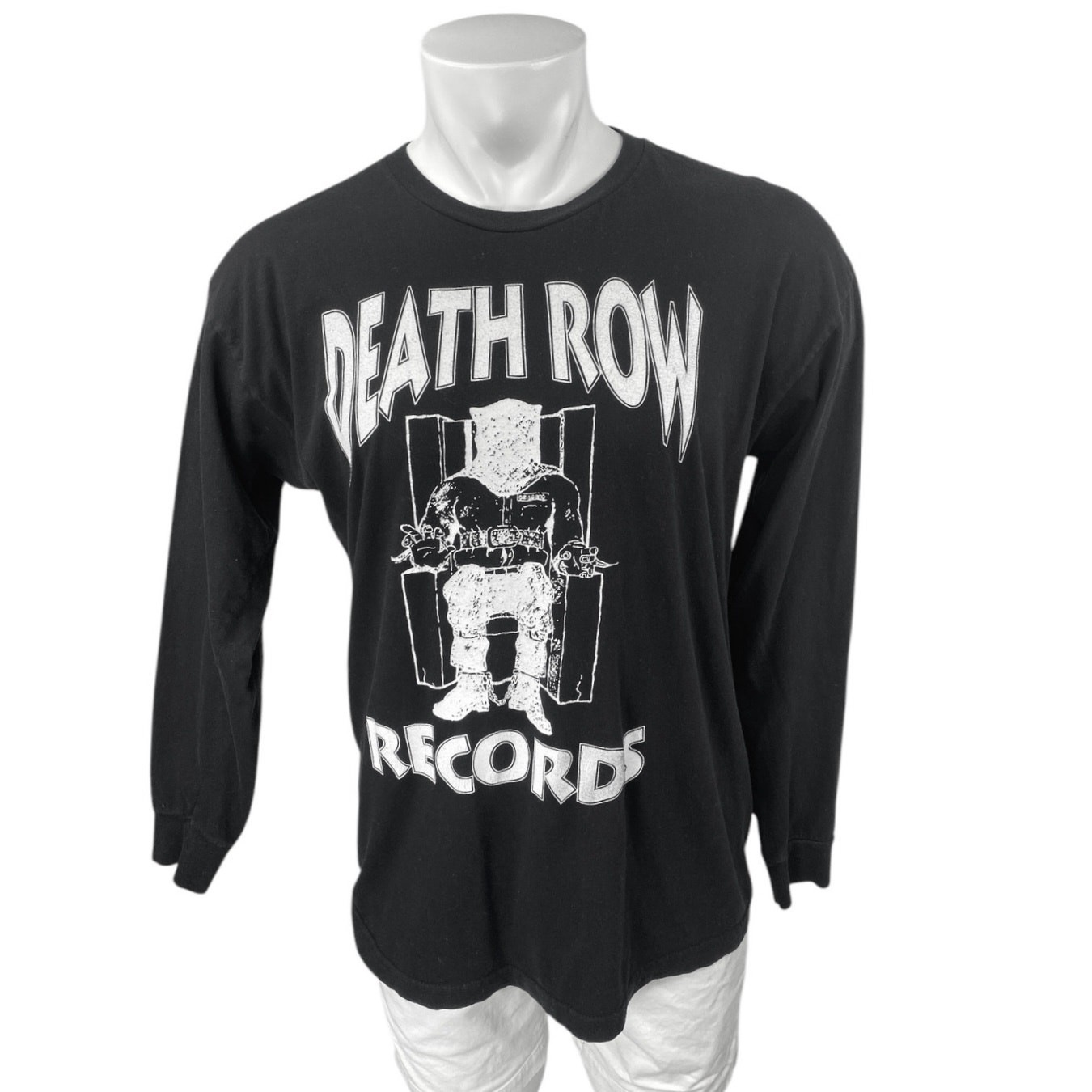 Death Row Records Men’s Black White Long Sleeve Graphic T Shirt Tee Top Size M