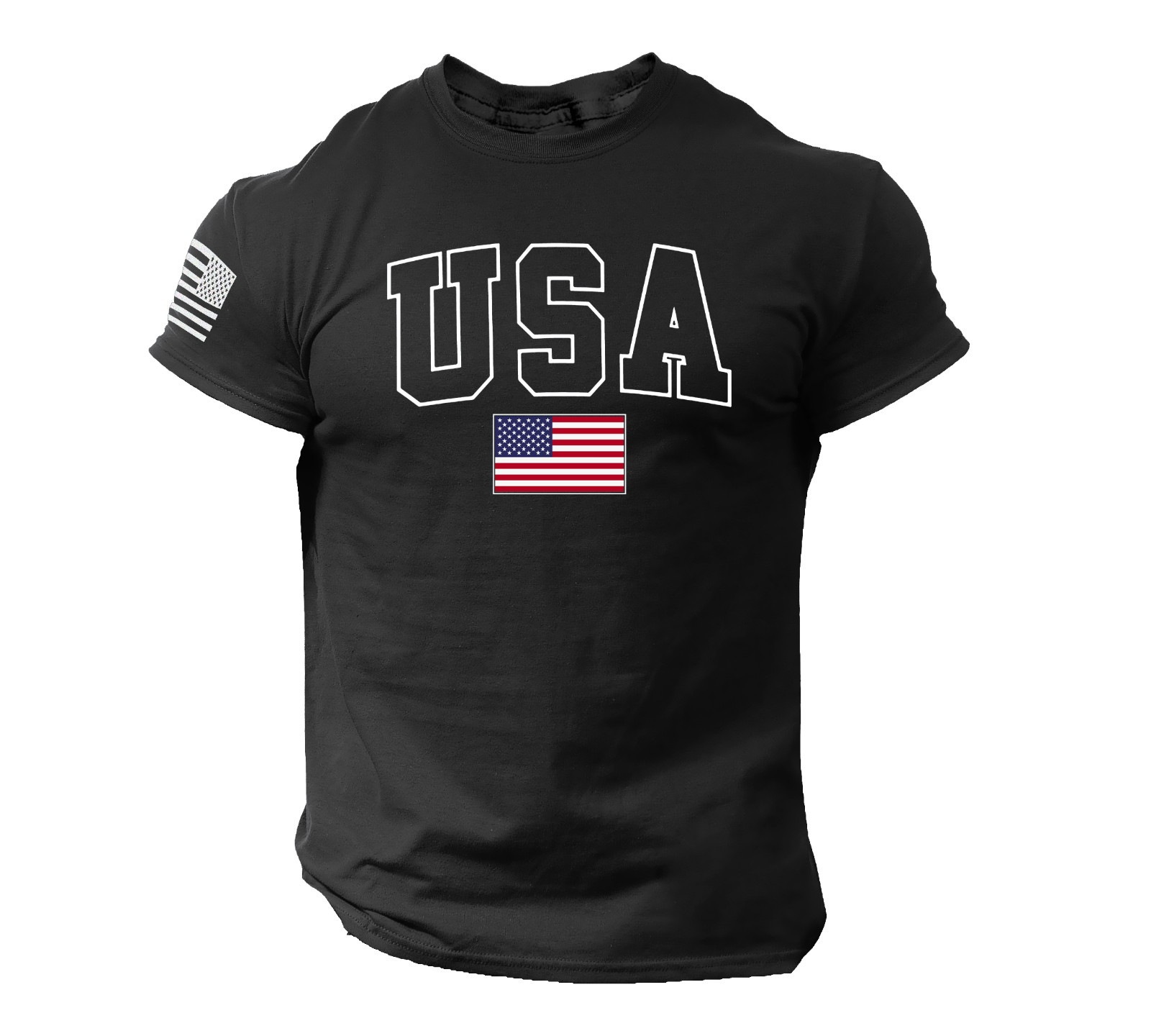 USA Flag Navy Blue T-Shirt - Patriotic American College Style Tee gallery