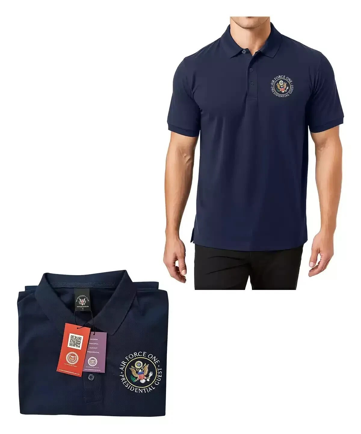 Air Force One VVIP Presidential Guest Polo Shirt Navy Blue gallery