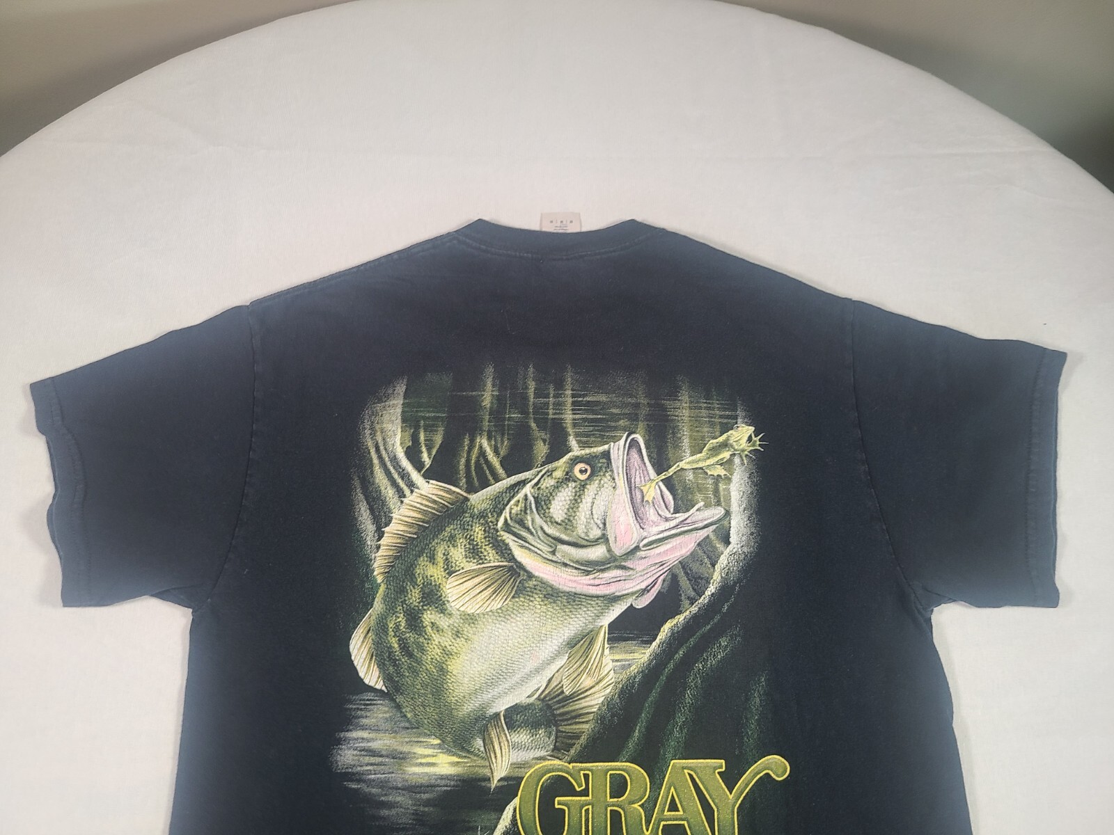 Bass Fishing Shirt Mens Medium Black Gray Taxidermy Classic Outdoor Tee gallery