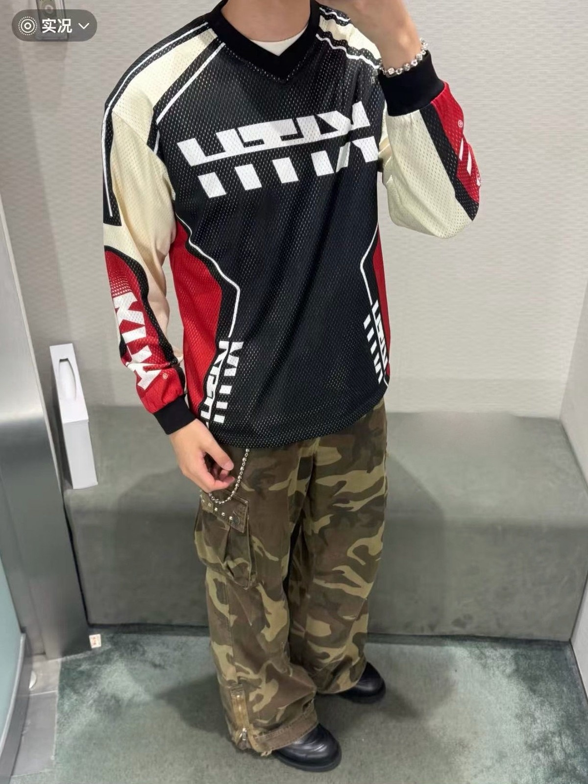 KITH Retro Color Block Laser Cut Racing Mesh Long Sleeve Tee Unisex gallery