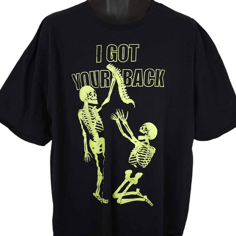 Halloween Skeleton T Shirt Mens Size 3XL Black I Got Your Back Skull Funny Humor gallery