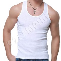 3 Pack Men Tank Top Black/White/Gray Cotton Undershirt Ribbed A-Shirt Size:S-2XL
