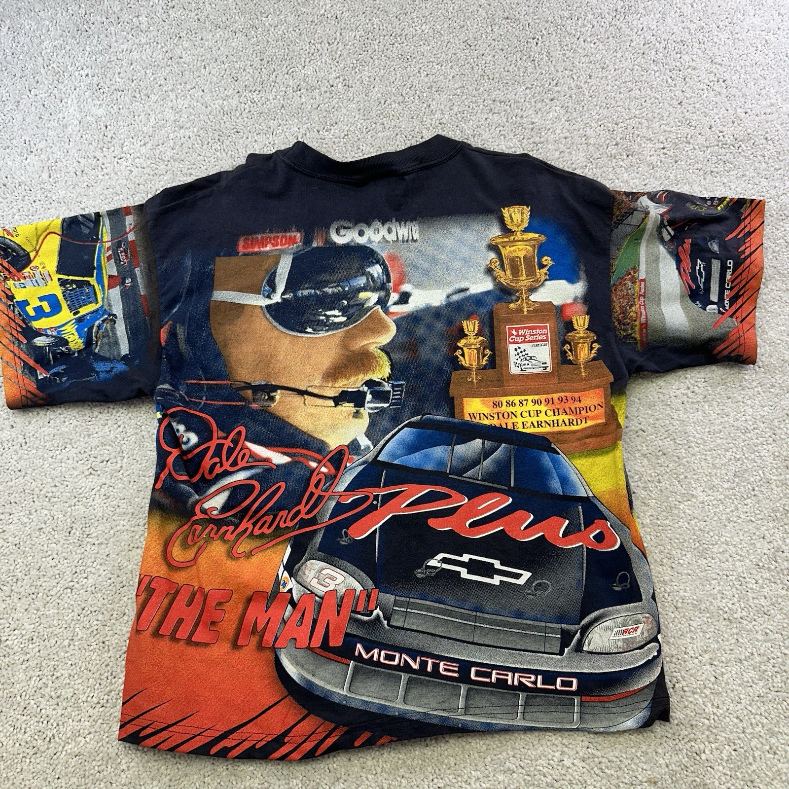 Vintage AOP Dale Earnhardt Evolution of The Man All Over Print T-Shirt Medium gallery