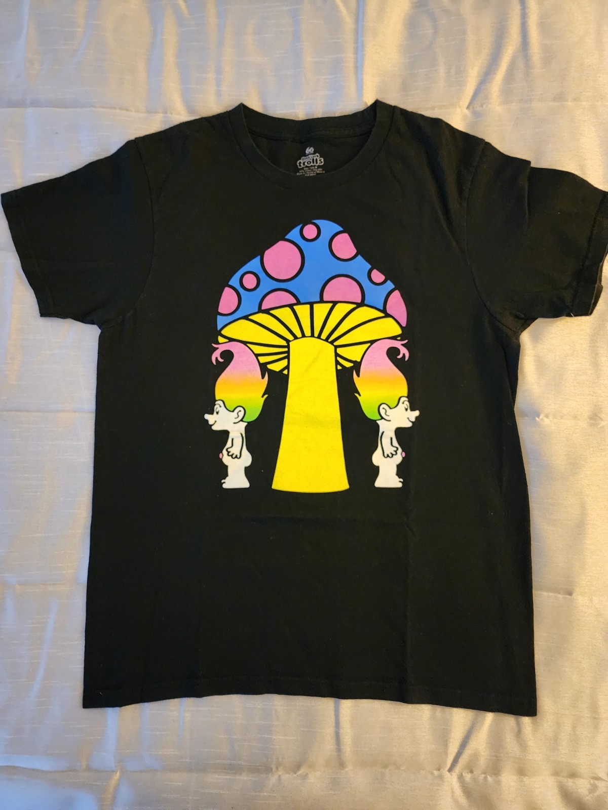 Trolls Good Luck 60 Anniversary Dreamworks Movie T-shirt Adult Medium Black