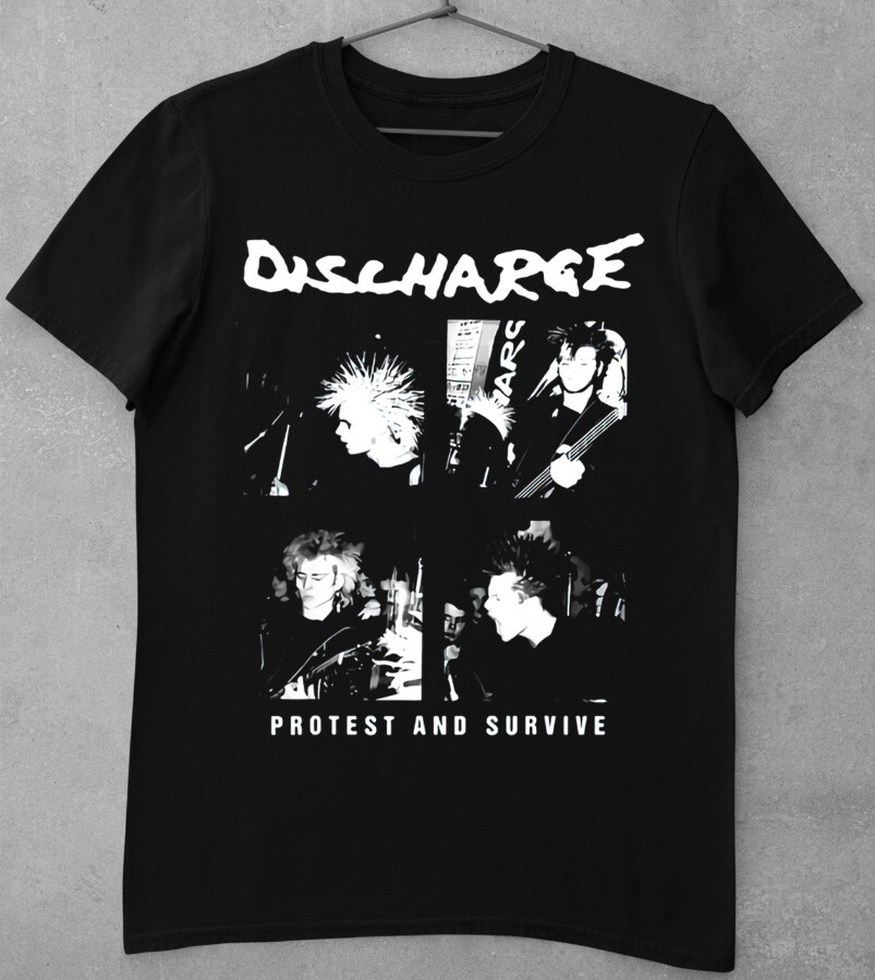 Vintage Discharge T Shirt Black Unisex Cotton Tee All Sizes S To 5Xl gallery