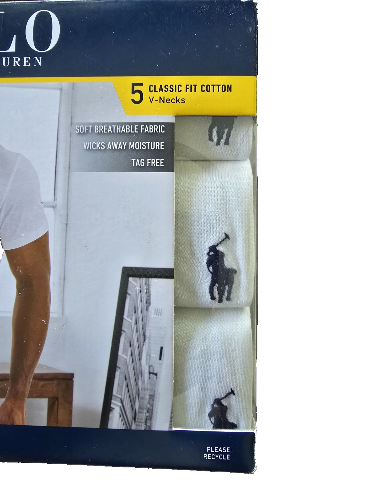 Polo Ralph Lauren Classic Fit Cotton V-Neck Tees 5 Pack White Small NCVNP5 gallery