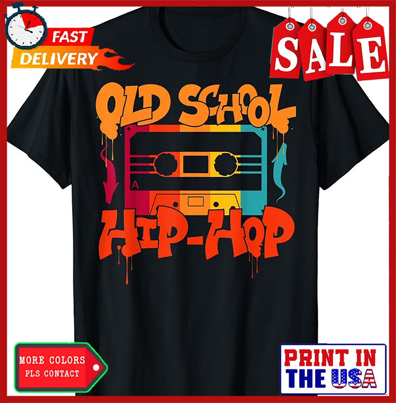 Retro Old School Hip Hop 80s 90s Graffiti Cassette Unisex T-Shirt