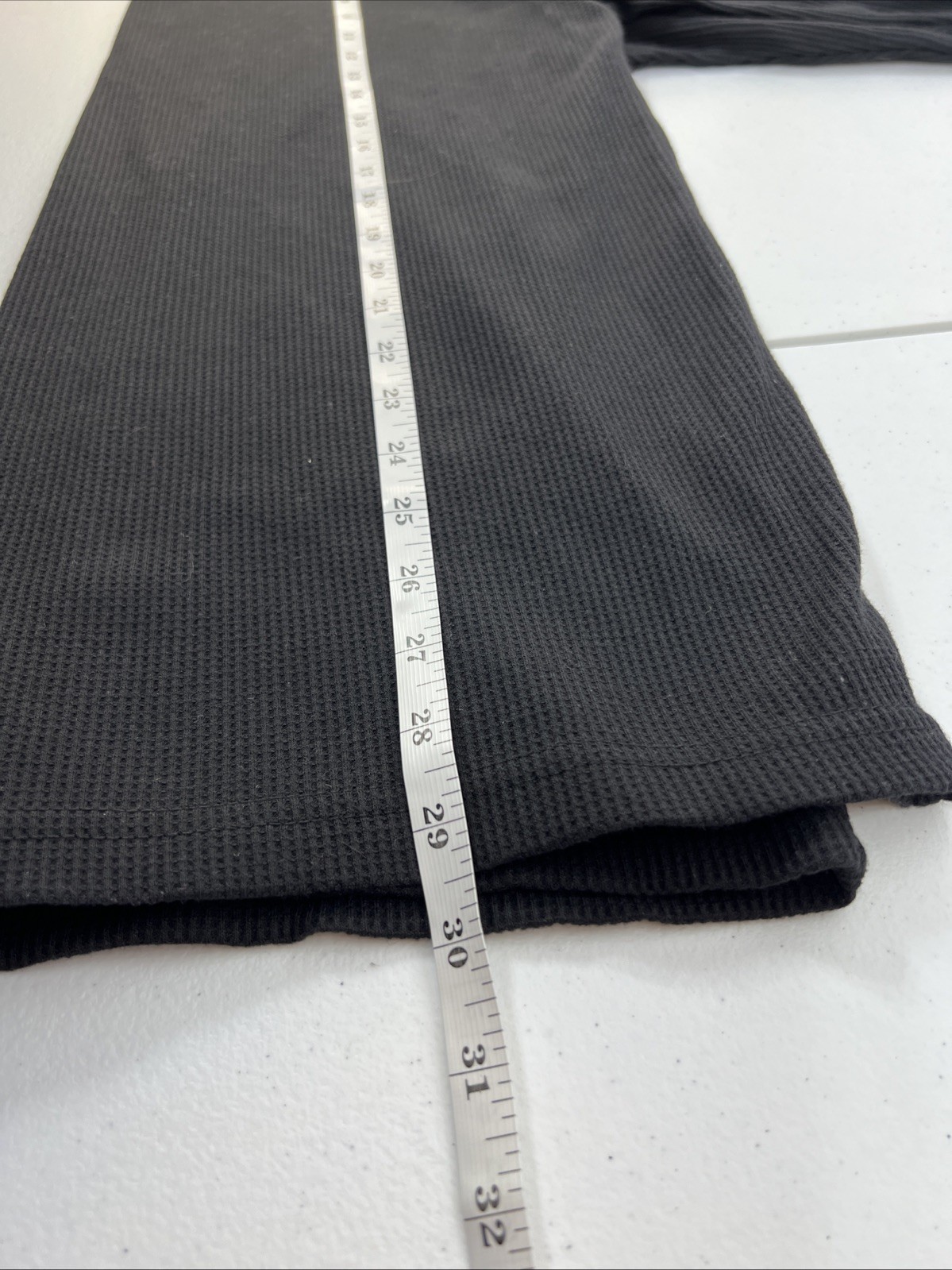 Linea Uomo Black Waffle Knit Thermal V-Neck Size XL gallery