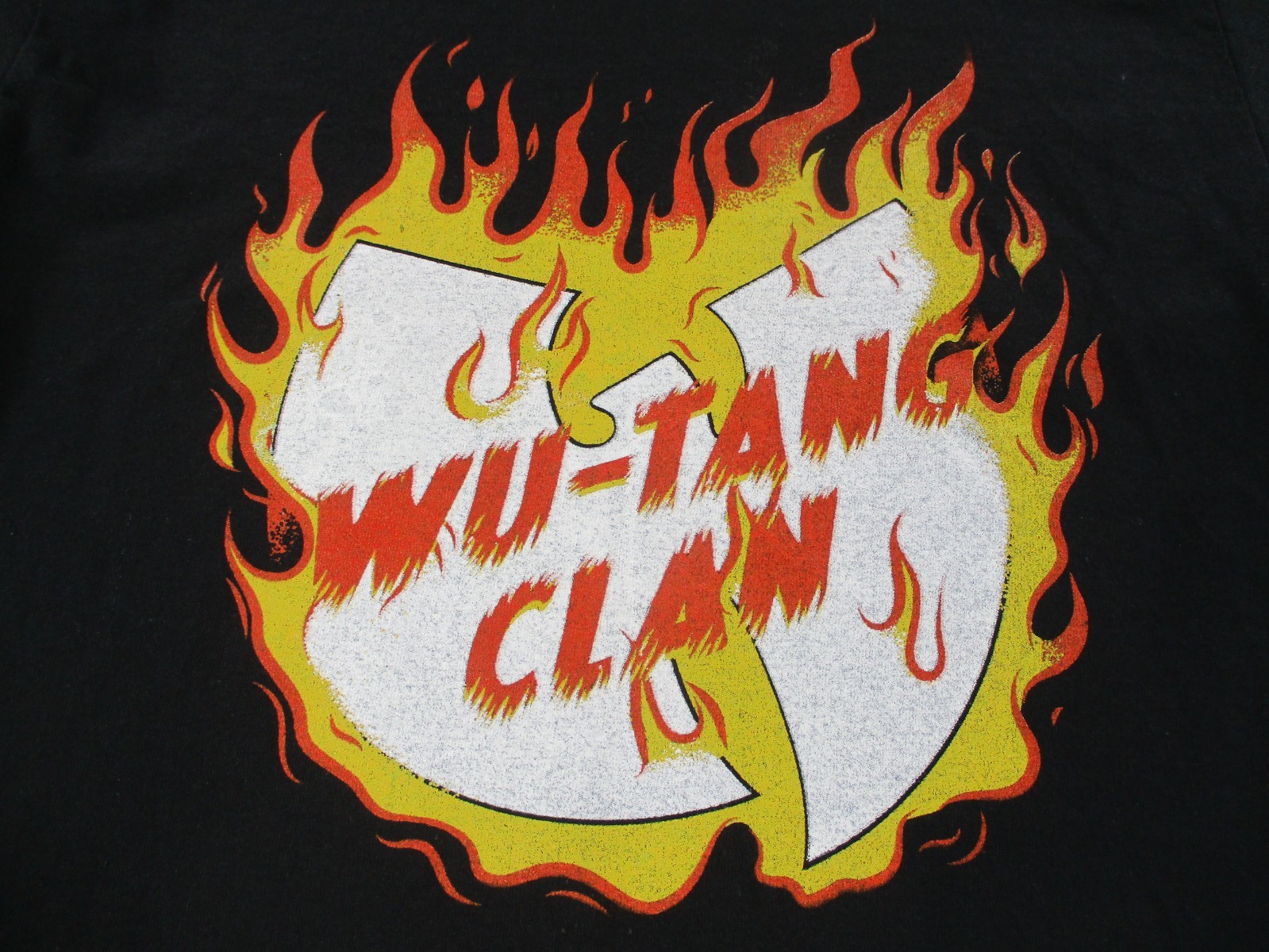 WU TANG CLAN T-SHIRT Black Yellow Fire Flames Rap Hip Hop Retro 90s Small S NWT gallery