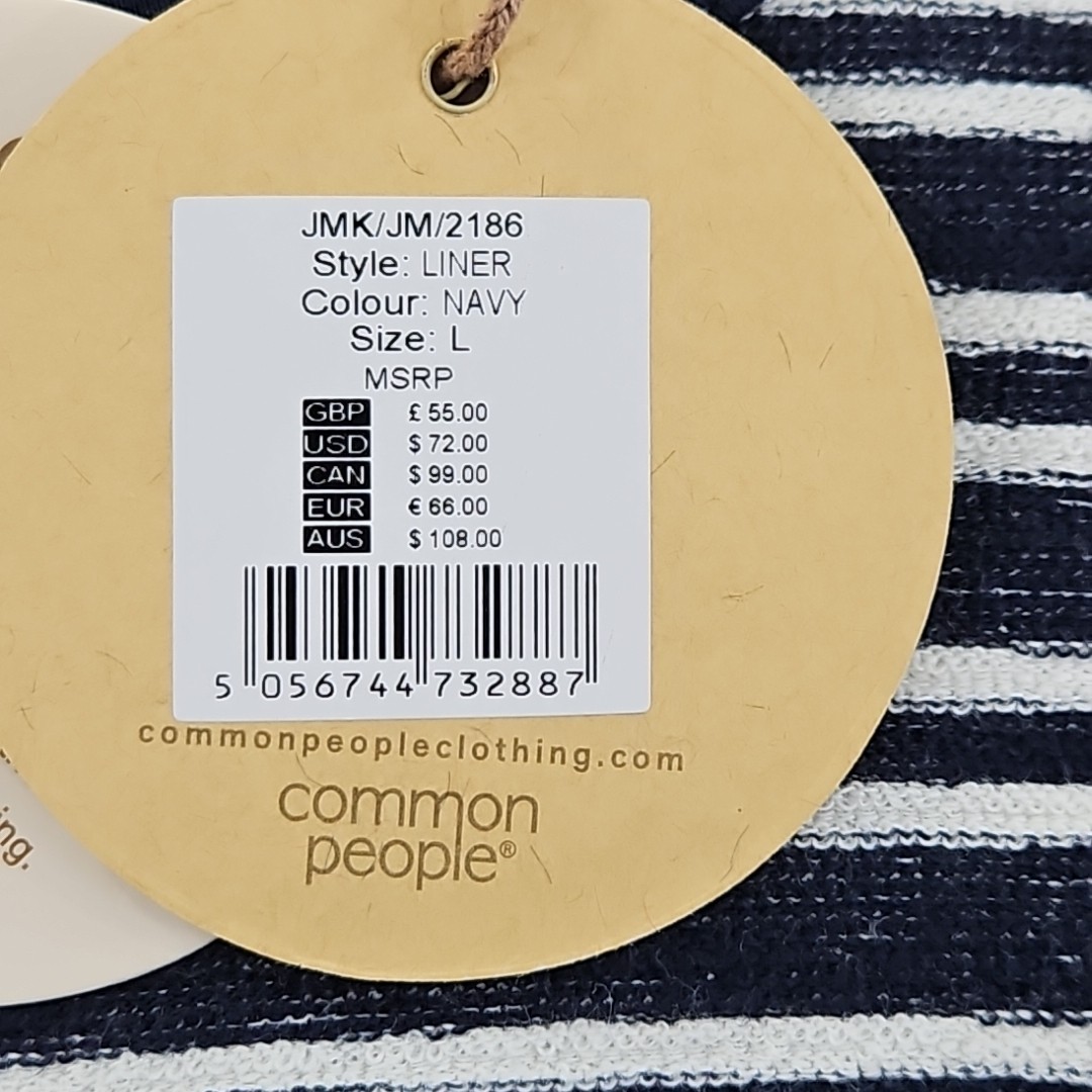 Common People T-Shirt Men's L Navy Striped NWT Short Sleeve NEW Super Soft Crew gallery