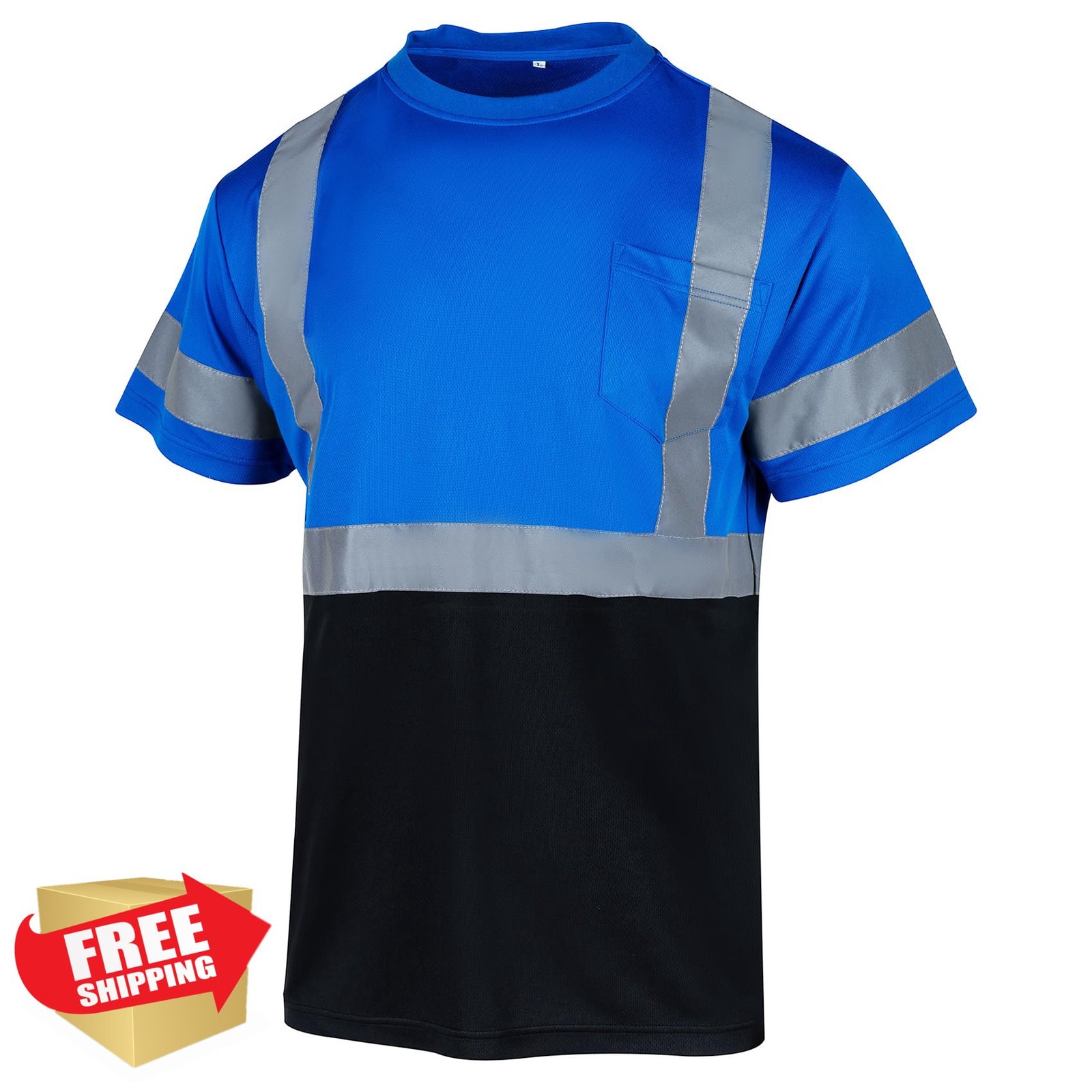 VENDACE Men's Hi Vis Reflective Safety Shirt, ANSI Class 1, Blue 4XL gallery