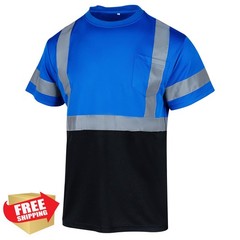 VENDACE Men’s Hi Vis Reflective Safety Shirt, ANSI Class 1, Blue 4XL