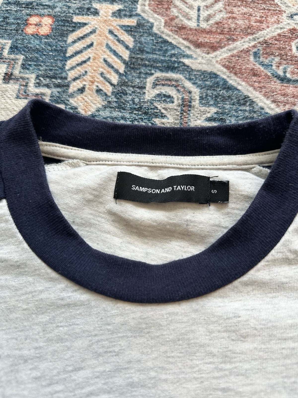 Sampson and Taylor Men's Colorblock Raglan T-Shirt Gray/Navy Crew Neck Size S gallery