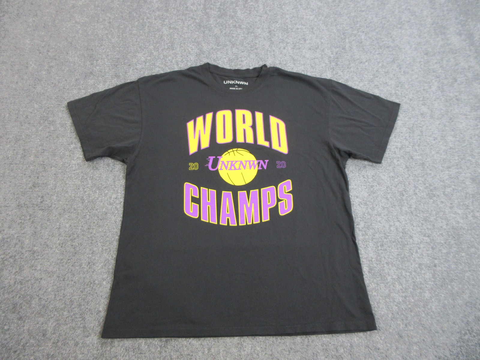 UNKNWN World Champs Shirt Mens XL Basketball 2020 Tee Made USA Black Purple Yell gallery