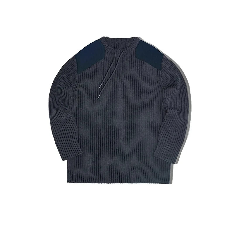 Maden Vintage Vertical Stripes Splicing Jumper Round Ne Slim Tactical Knit Swe gallery