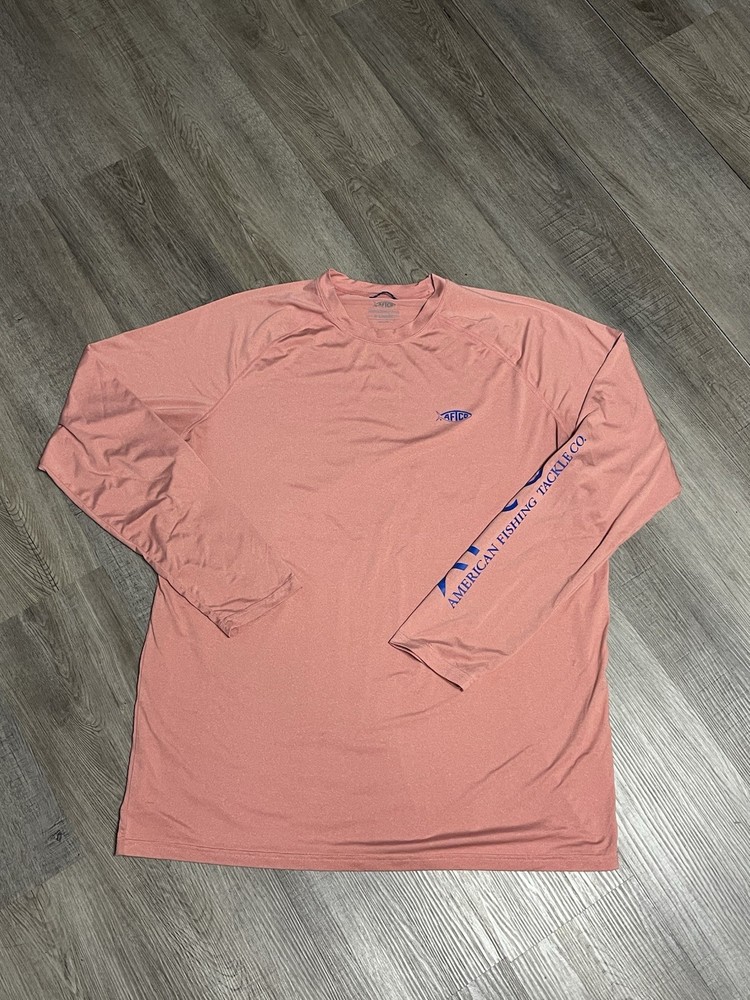 AFTCO Samurai 2 Performance Fishing Shirt in a coral pink color Size XL